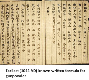Text Chinese with Gunpowder formula