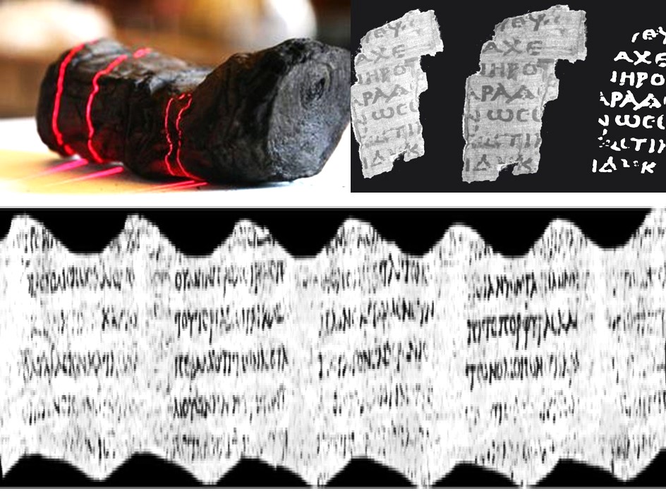 Ancient Greek Carbonized Scroll and AI Generated Text